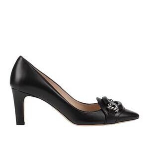 Tods Womens Classic Pump Heel Black Suede Embellished Slip On High Peep …